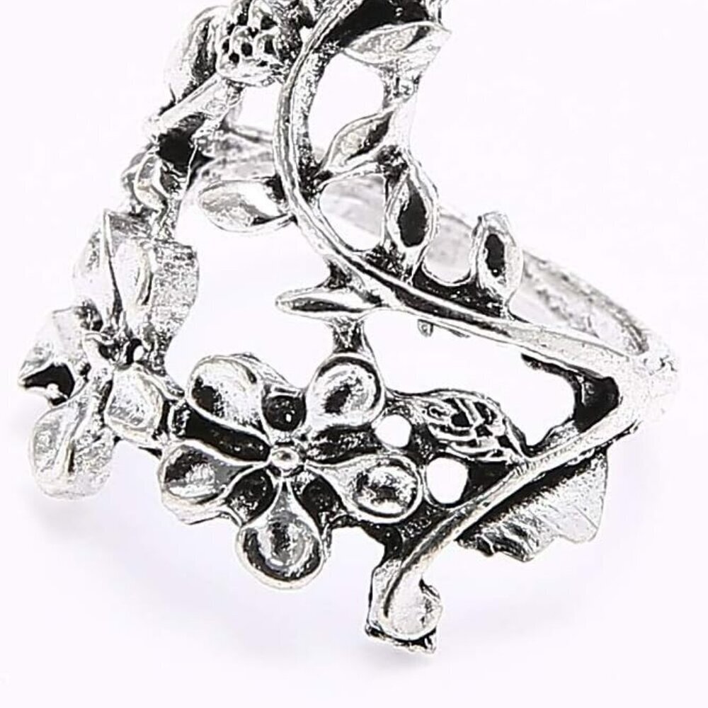 Silver Floral Rose ring Set Vintage Knuckle Ring Set Joint Knuckle Ring Set for - Picture 3 of 8